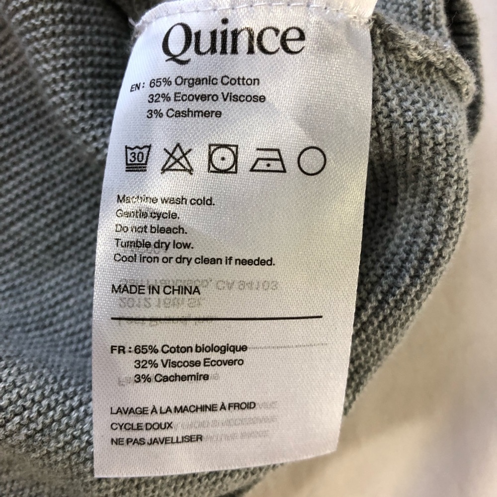 Quince lightweight cotton cashmere link stitch dolman sweater Heather grey XL - Picture 5 of 11